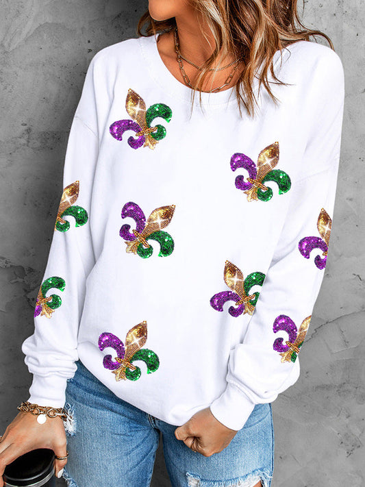 Eveloria Damen Sweatshirt Baumwollmischung Langarm Schwarz - Eveloria