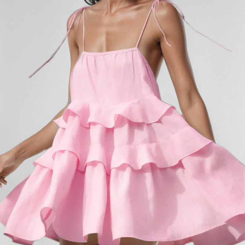 Damen Sommerkleid Rüschenkleid Schwingender Saum Eveloria - Eveloria