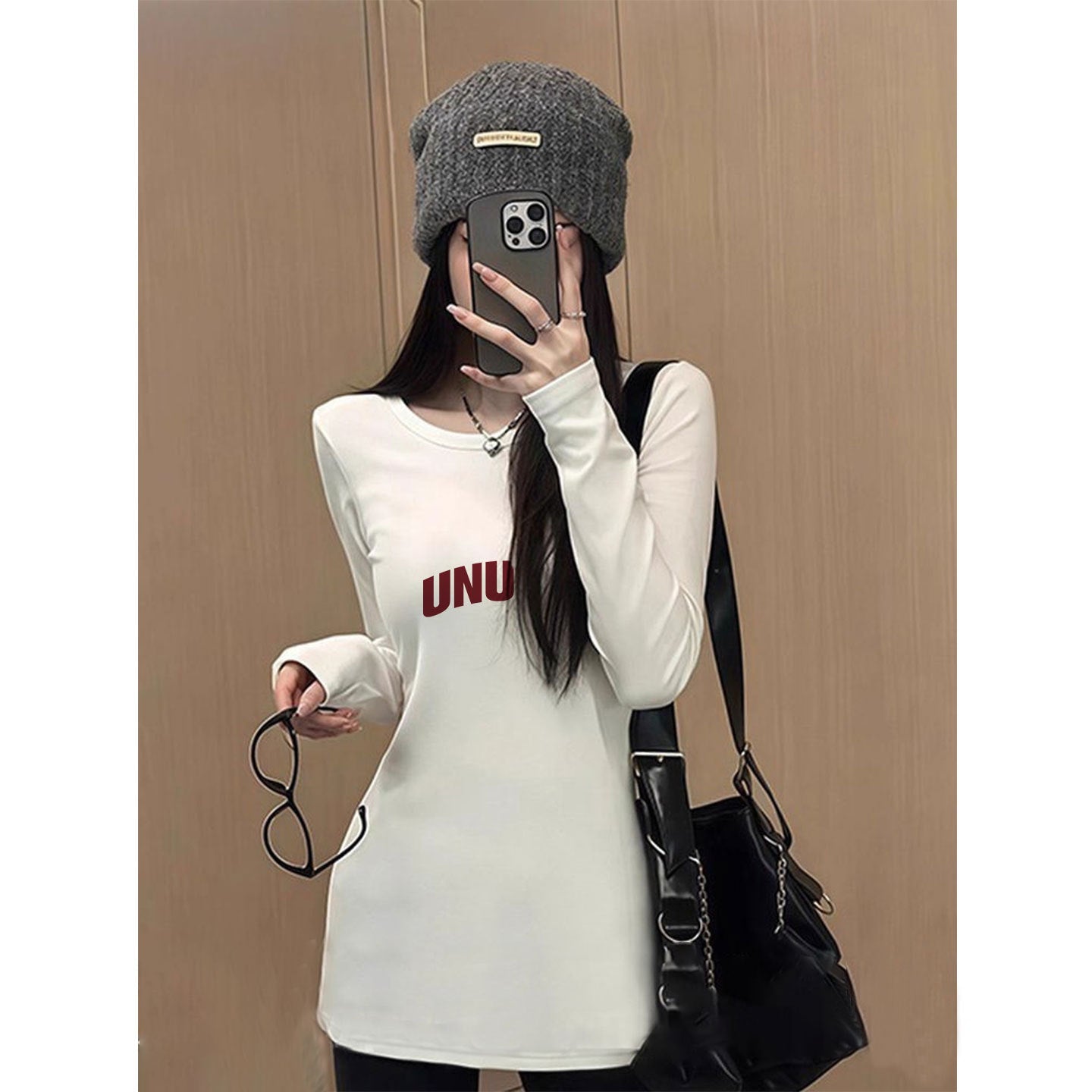 Damen T-Shirt Langarm Rundhals Elegant Weiße Farbe Eveloria