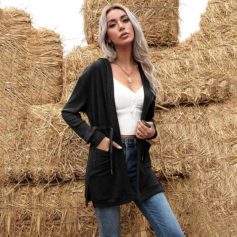Damen Strickcardigan Lässig Offene Fronten Modischer Schnitt Beige