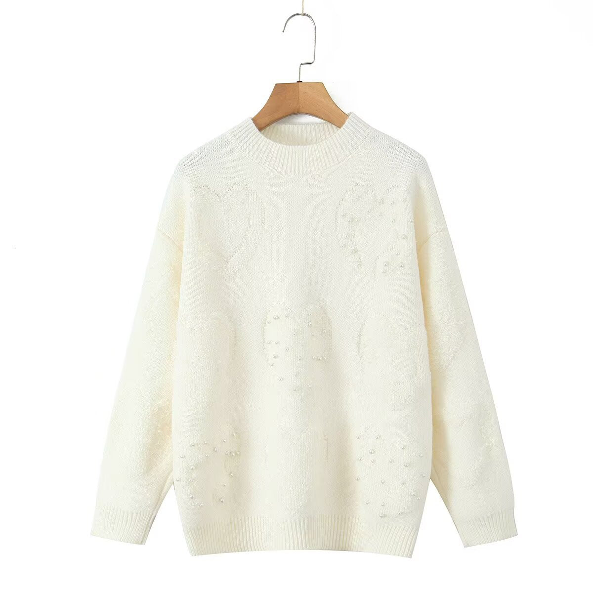 Damen Strickpullover mit Herzen Eveloria