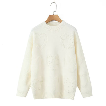 Damen Strickpullover mit Herzen Eveloria