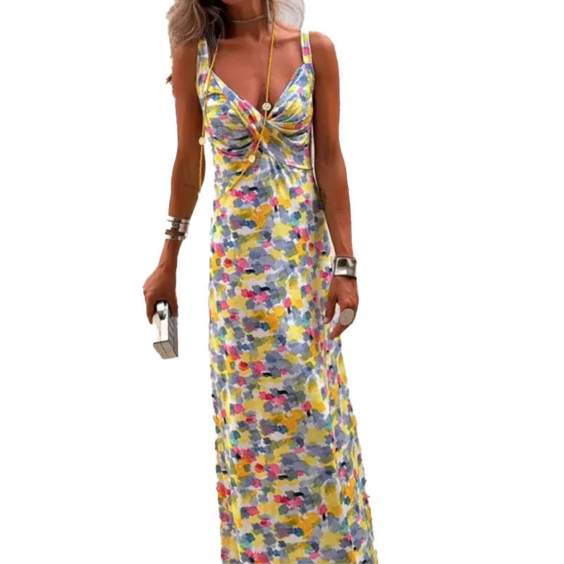Damen Maxikleid Wickeldesign Floralmuster Eveloria