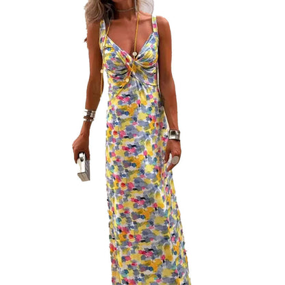 Damen Maxikleid Wickeldesign Floralmuster Eveloria