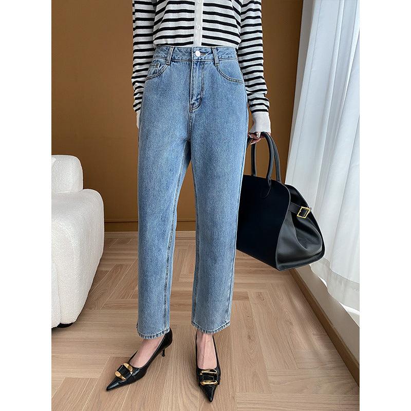 Damen Hochtaillierte Jeans Kurzer Schnitt Eveloria - Eveloria