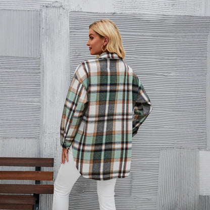 Damen Karomuster Hemdjacke Eveloria