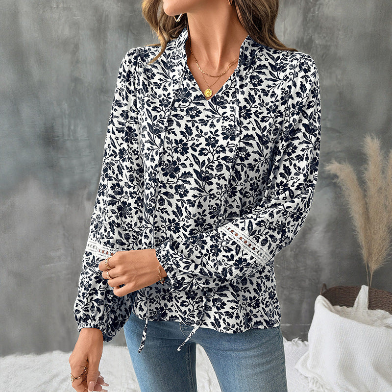 Damen Bluse Langärmelig Floralmuster Eveloria