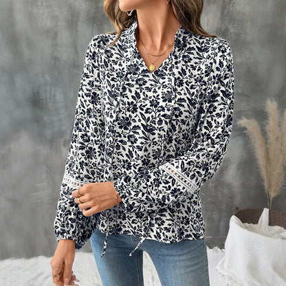 Damen Bluse Langärmelig Floralmuster Eveloria