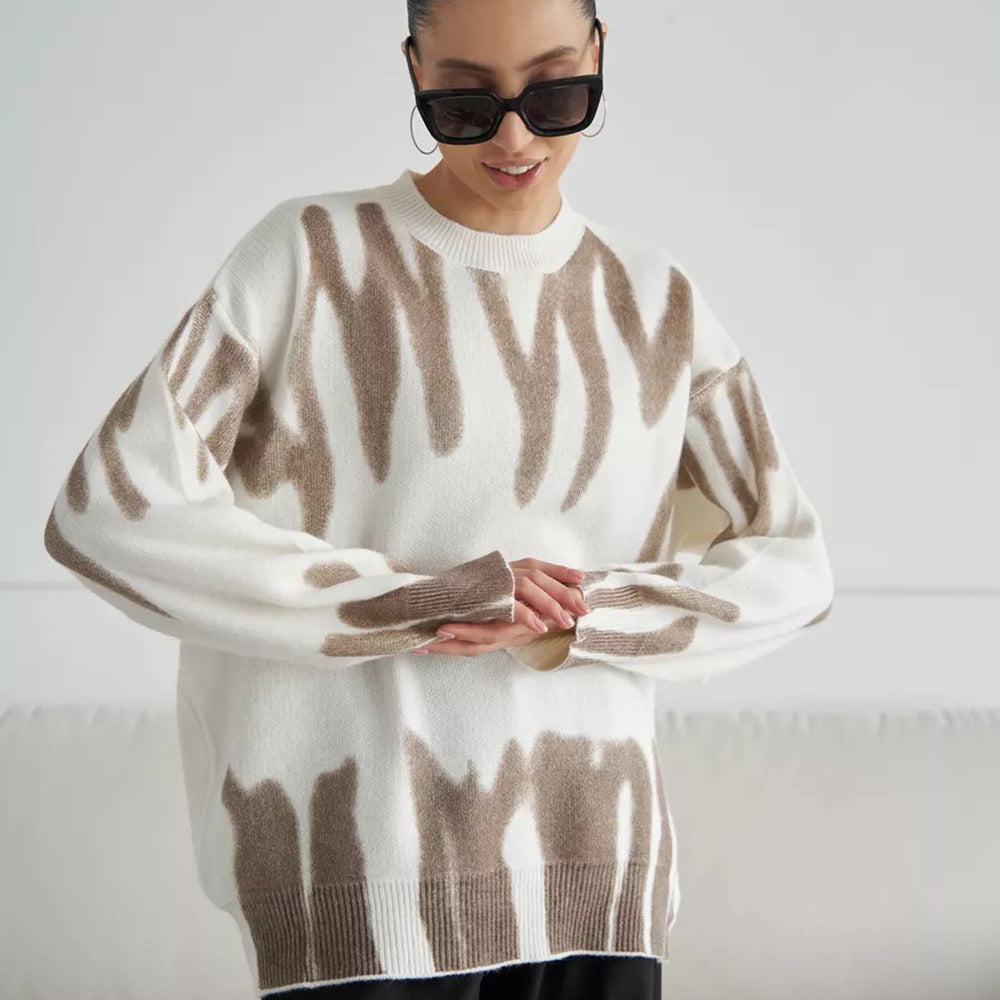 Damen Pullover Moderner Farbverlauf Lässiger Schnitt Grau