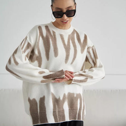 Damen Strickpullover mit Muster Grau