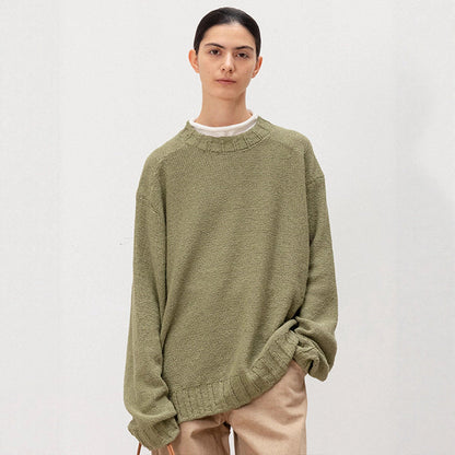 Damen Strickpullover Weites Design Elastischer Saum Beige