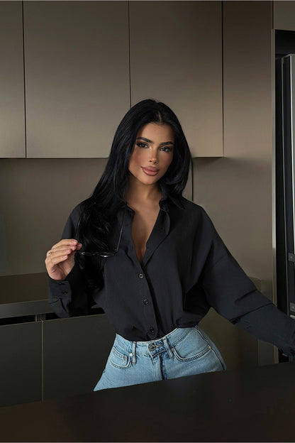 Damen Bluse Oversized Knopfdesign Eveloria