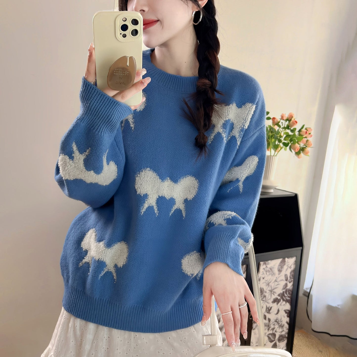 Damen Pullover Gemustert Tiermotiv Lässig Grüün