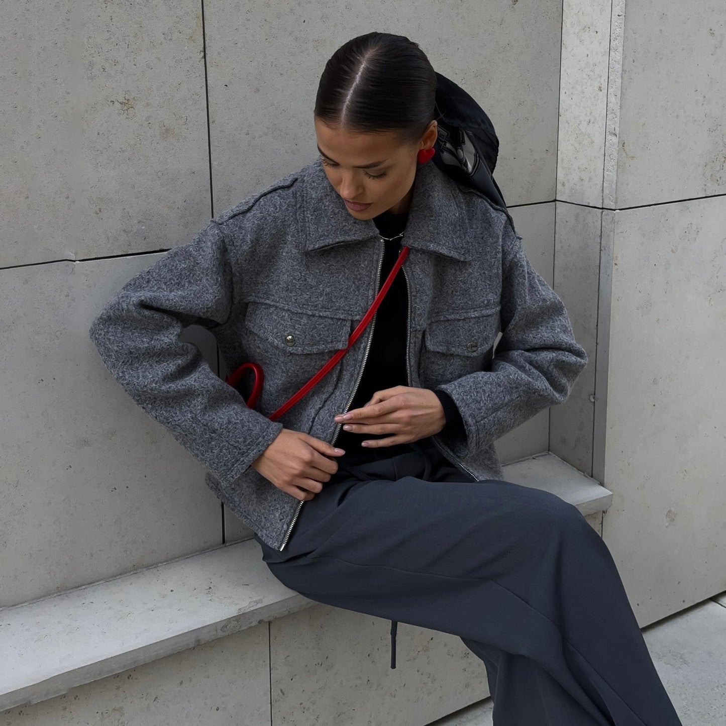 Damen Kurzjacke mit Taschen Eveloria Modisch
