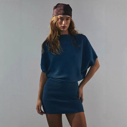Damen Strickkleid Lässig Figurbetonend Rock Eveloria