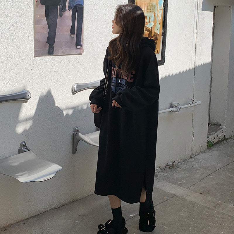 Damen Hoodie-Kleid Lässig Grafikdruck Eveloria
