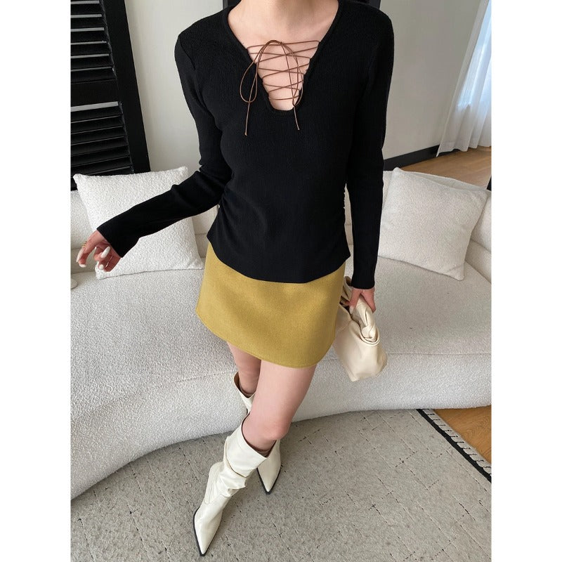 Damen Langarmshirt Schnürdesign Eveloria