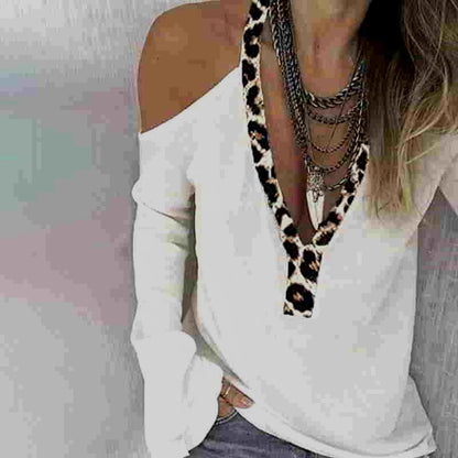 Damen Leopardenmuster Schulterfrei Eveloria