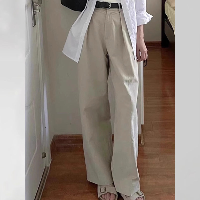 Damen Weite Stoffhose Hochgeschnitten Eveloria
