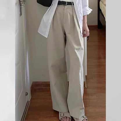Damen Weite Stoffhose Hochgeschnitten Eveloria