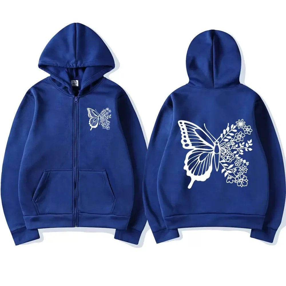 Damen Kapuzenpullover Floralmuster Kängurutasche