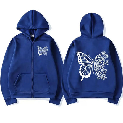 Damen Kapuzenpullover Floralmuster Kängurutasche