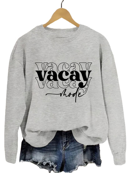 Damen Sweatshirt Lässiger Schriftzug Baumwolle Entspannte Passform