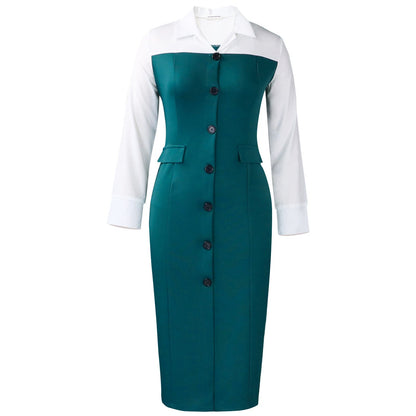 Damen Hemdkleid Knopfleiste Lange Ärmel Eveloria