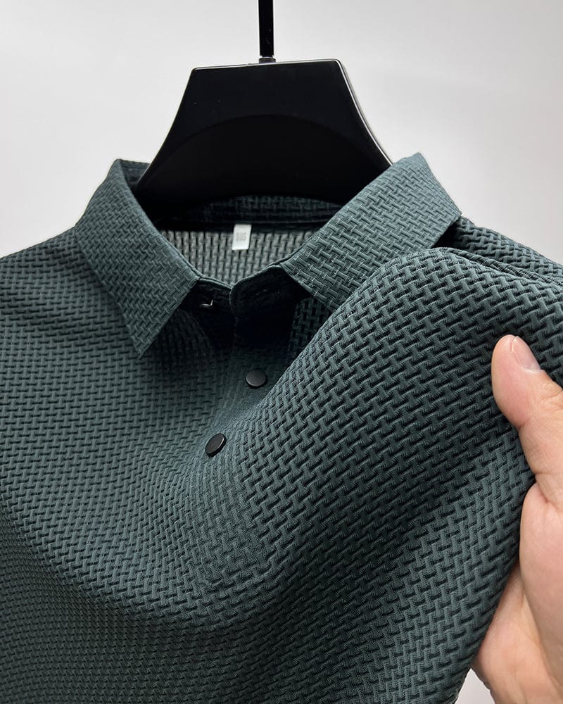 Herren Polo-Shirt Klassische Passform Strukturiert Weiß