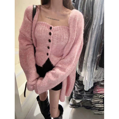 Damen Strickjacke Weites Modell Mit Knöpfen Beige