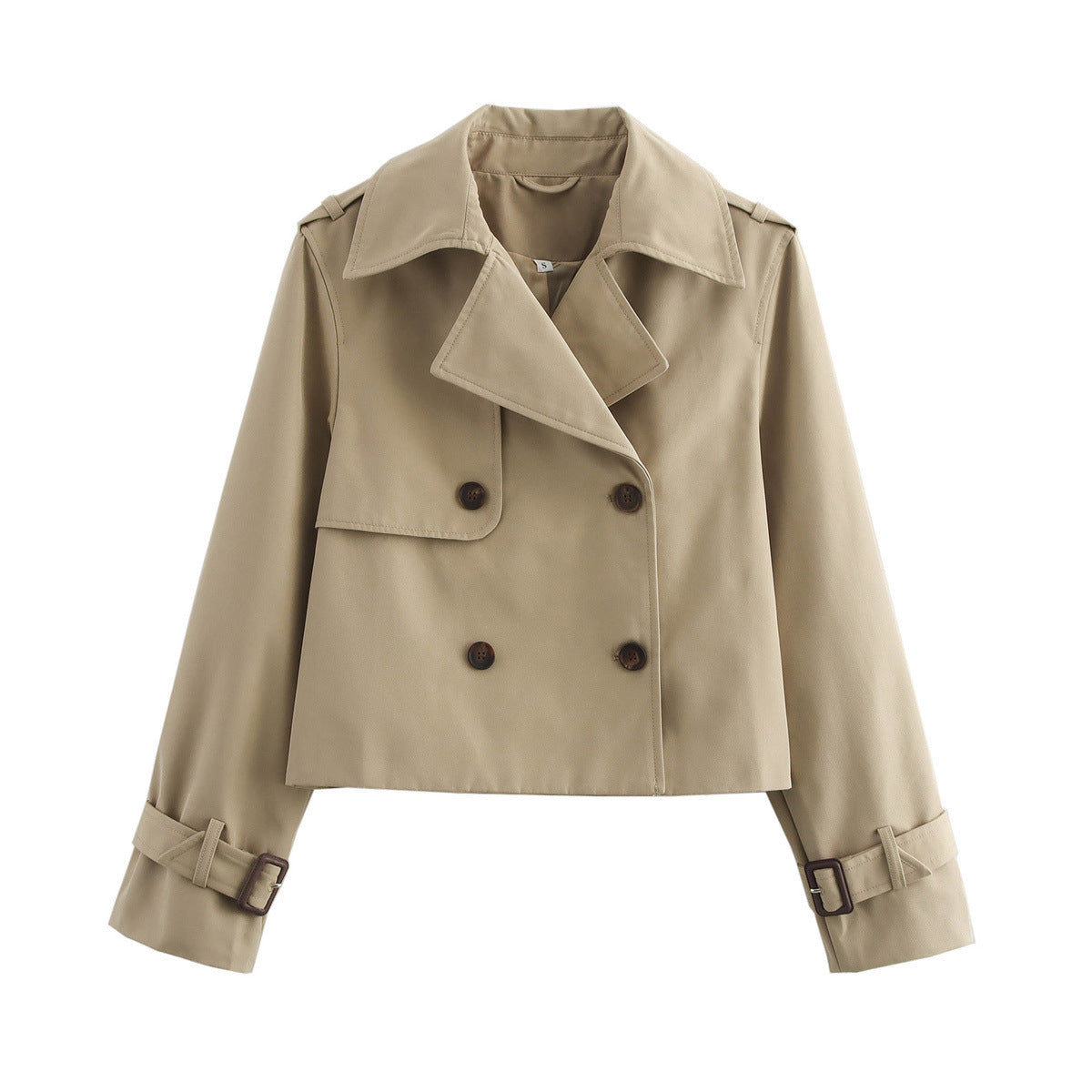Damen Cropped Übergangsjacke Breiter Kragen Eveloria