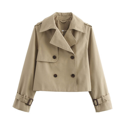 Damen Cropped Übergangsjacke Breiter Kragen Eveloria