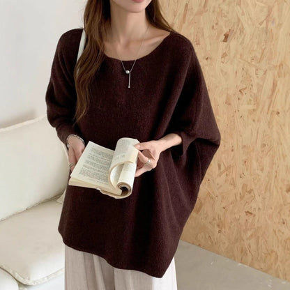 Damen Oversized Pullover Weiches Material Lässiger Schnitt Beige