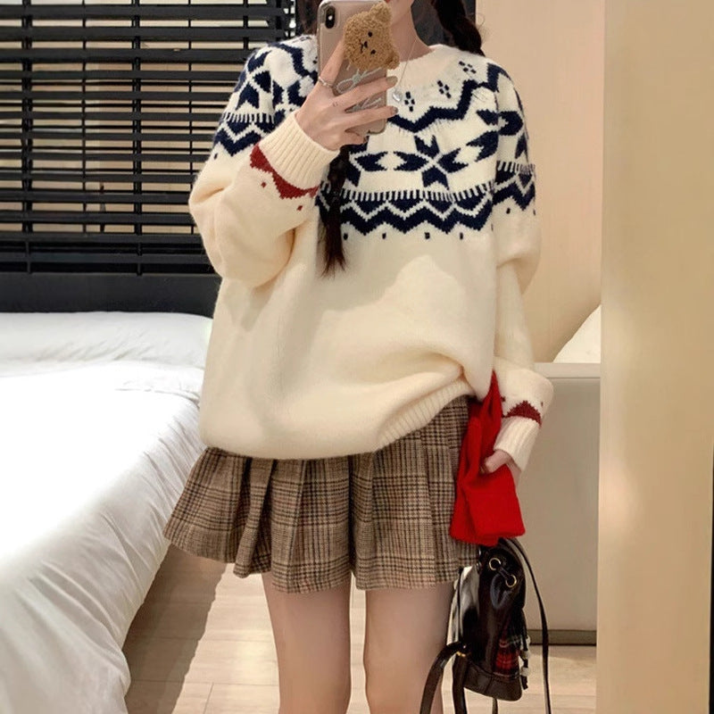 Damen Pullover Kuschelig Winterlich Muster Eveloria - Eveloria