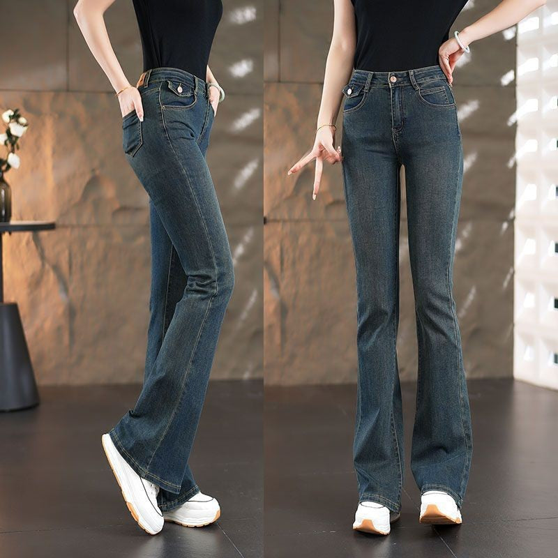 Damen High-Waist Bootcut Jeans Eveloria Elegant Schwarz - Eveloria