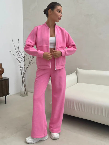 Damen Sportliches Lounge-Set Kuschelige Jacke Bequeme Hosen Eveloria