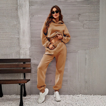 Damen Freizeitanzug mit Hoodie und elastischen Jogginghosen