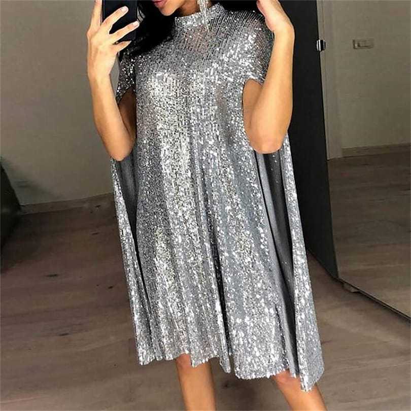 Eveloria Damen Abendkleid Glitzernd Weitschnitt
