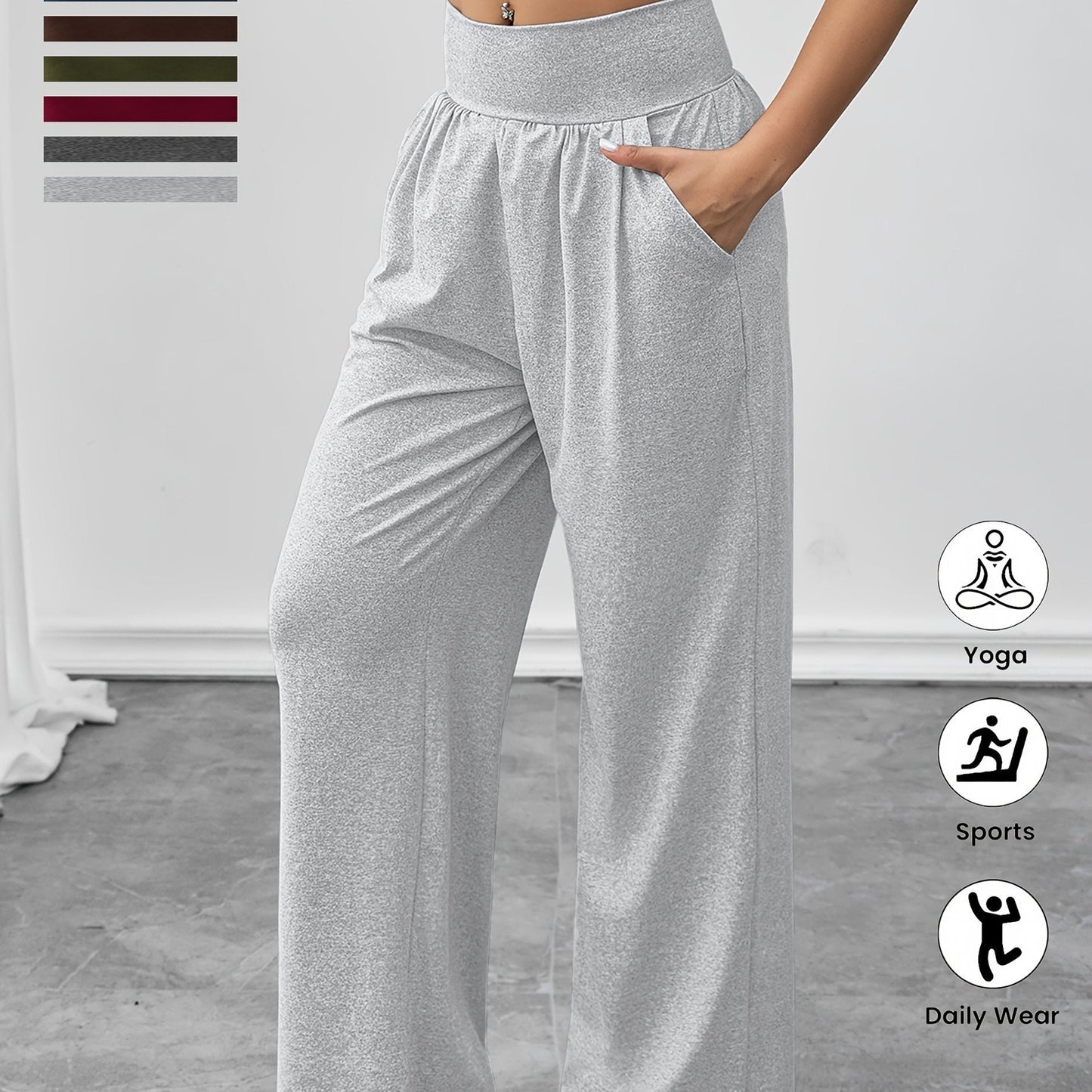 Damen Freizeithose Elastischer Bund Seitentaschen Bequem