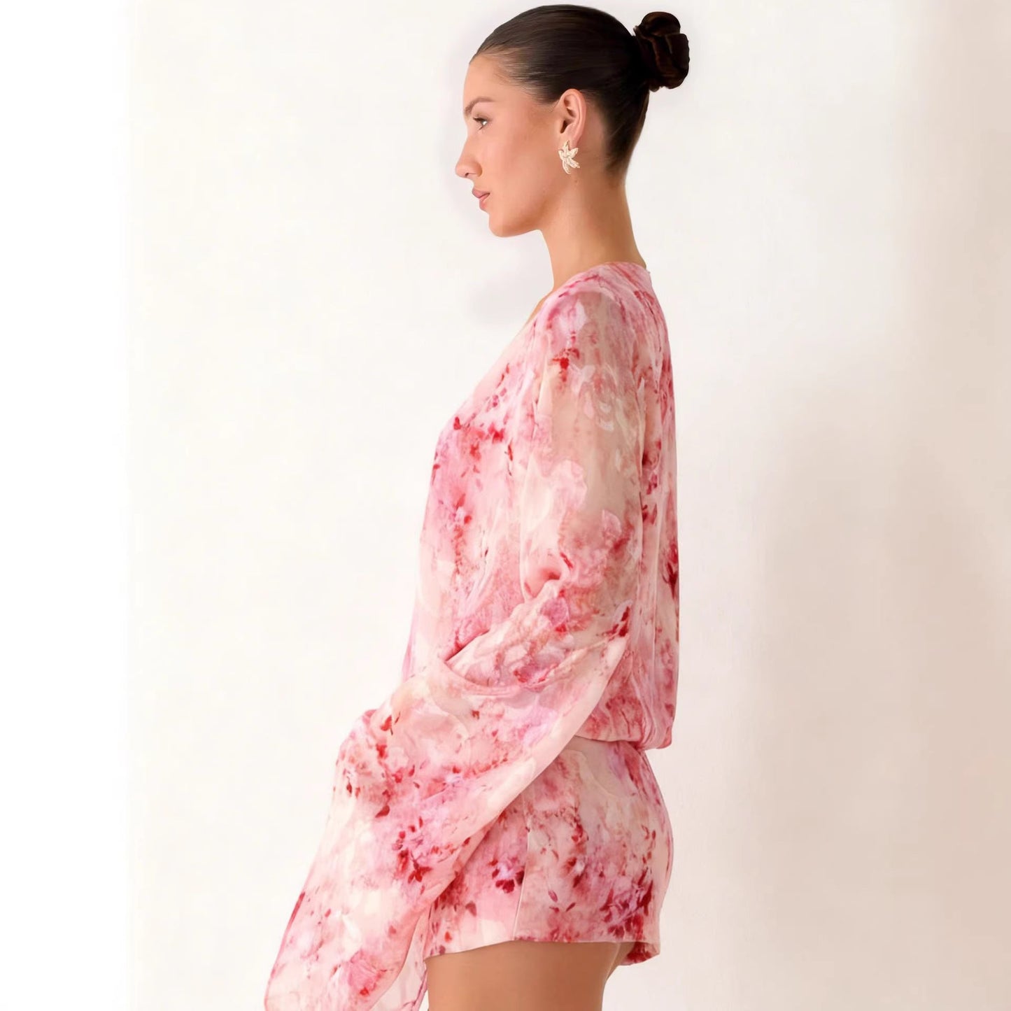 Damen Kimono-Kleid Fließender Schnitt V-Ausschnitt Elegantes Design