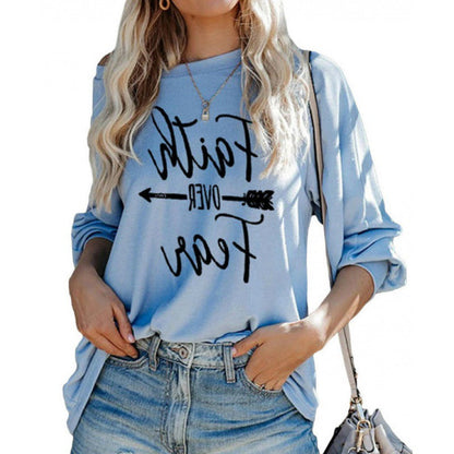 Damen Off-Shoulder Pullover mit Druck