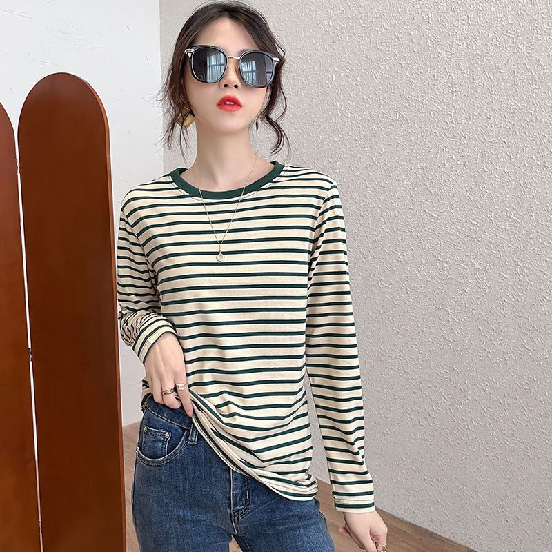 Damen Longsleeve-Shirt Gestreift Rundhalsausschnitt Eveloria