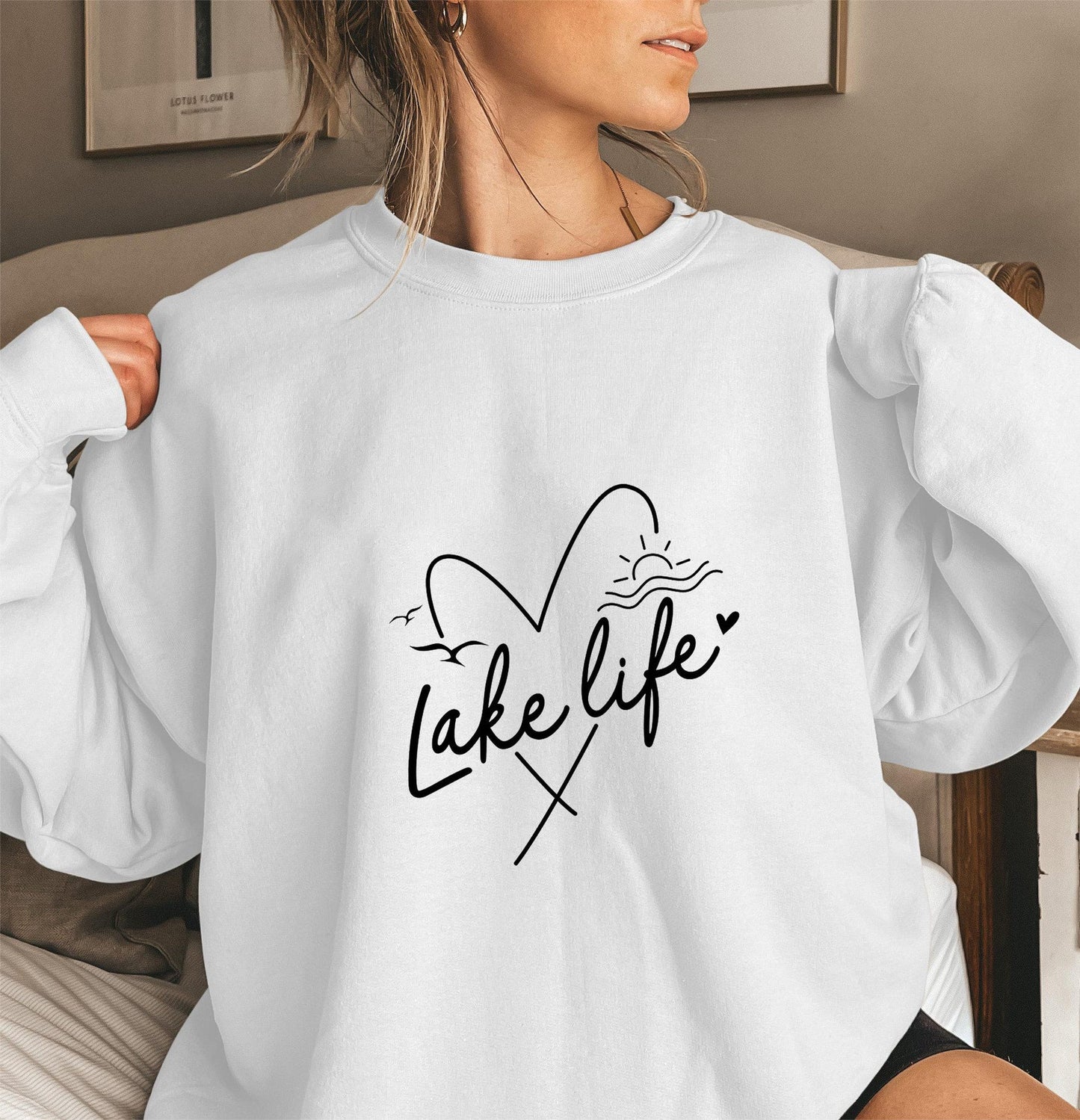 Damen Sweatshirt Kurzarm Herzmotiv Eveloria