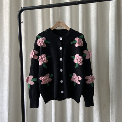 Damen Strickjacke Floralmuster Eveloria