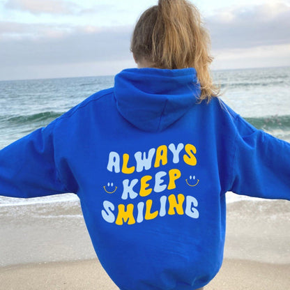 Damen Pullover Kapuze mit Kängurutaschen und Schriftzug - Eveloria