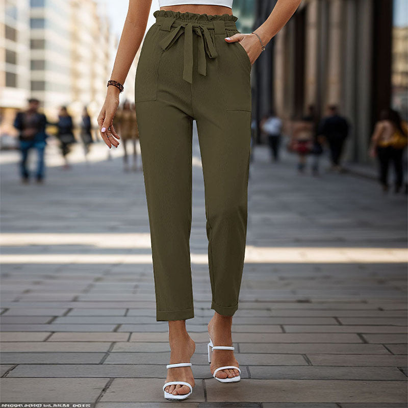 Damen Bundfaltenhose mit Bindegürtel Eveloria