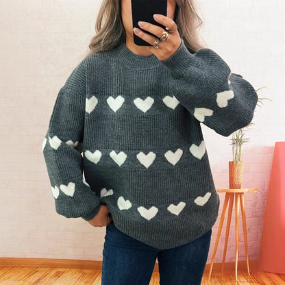Damen Pullover Herzmuster Eveloria