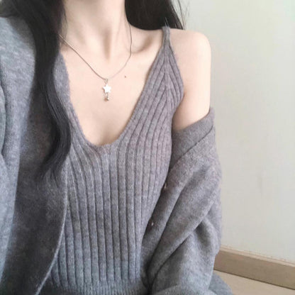 Damen Strickjacke Lässiger Schnitt Weiches Material