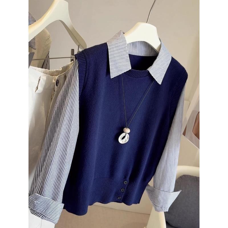 Damen Pullover Hemdkragen Eveloria