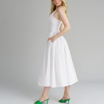 Damen Maxikleid V-Ausschnitt Fließend Eveloria